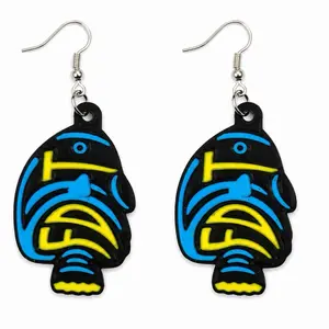 Neon Angelfish Earrings • Bold Tropical Fish Dangles • FDT Hidden Design • 3D Printed Statement Jewelry • Ocean Inspired Gift