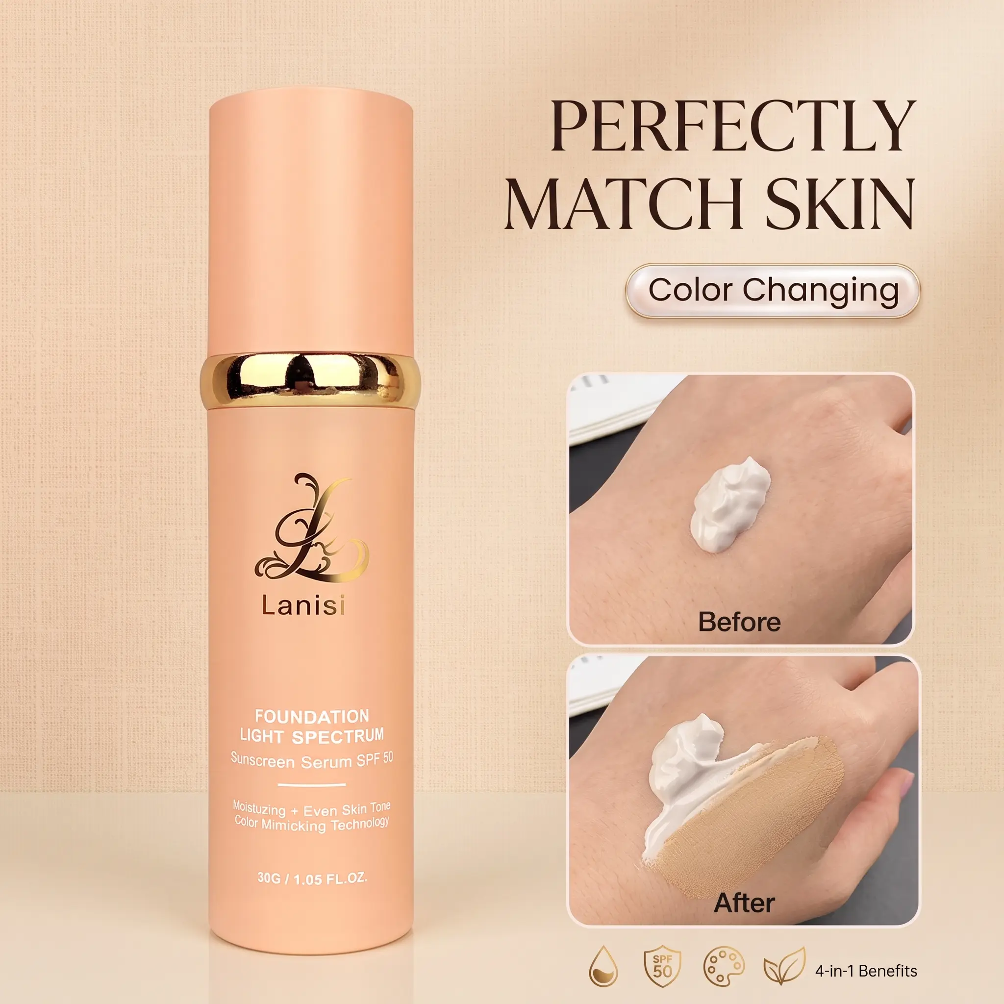 Lanisty Color Changing Foundation Full Coverage Concealer– SPF50, Hydrating, Moisturizing,Natural Matte Finish, Waterproof,  Long-lasting, Lightweight，Christmas Special Makeup Moisturizer Sensitive Uv Cosmetic makeup  concealer concealer