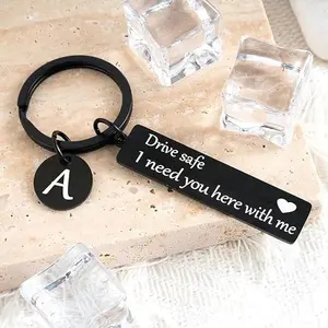 Custom 26-Letter Drive Safe Keychain - Metal Coating Cars Accessories, Personalized Safety Engraved Keyring for Boyfriend, Valentine/Birthday Gift for Car Lovers (30+ Heart Designs)