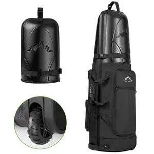 UNIHIMAL Golf Travel Bag with Hard Case Top, 1680D Heavy Duty Oxford Golf Club Travel Bags for Airlines with Wheels Easy to Maneuver