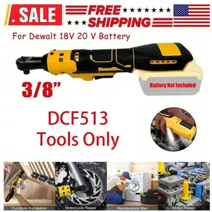 【Black Friday】Cordless Ratchet Wrench 3/8", Electric Ratchet Wrench Compatible With 20V MAX Battery, 45Ft-Lbs 320RPM With Variable Speed, 3/8" To 1/4" Sealed Head Ratchet, Only Tools Adjustable Kit