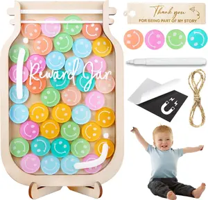 Smiley  Reward Jar  DIY Name 45 Tokens for Classroom  Potty  Chore Chart   Good Behavior Management Tools  to School Gifts Decor RWJ-03-SMILEY-M