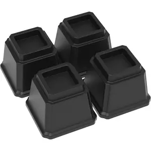 Bed Risers 4 Inch Heavy Duty 4 Pack 1500 lbs Furniture Elevators Lift Riser for Bed Sofa and Table Black