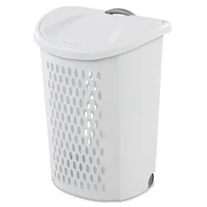 Sterilite Ultra Wheeled Hamper Plastic Adult, White