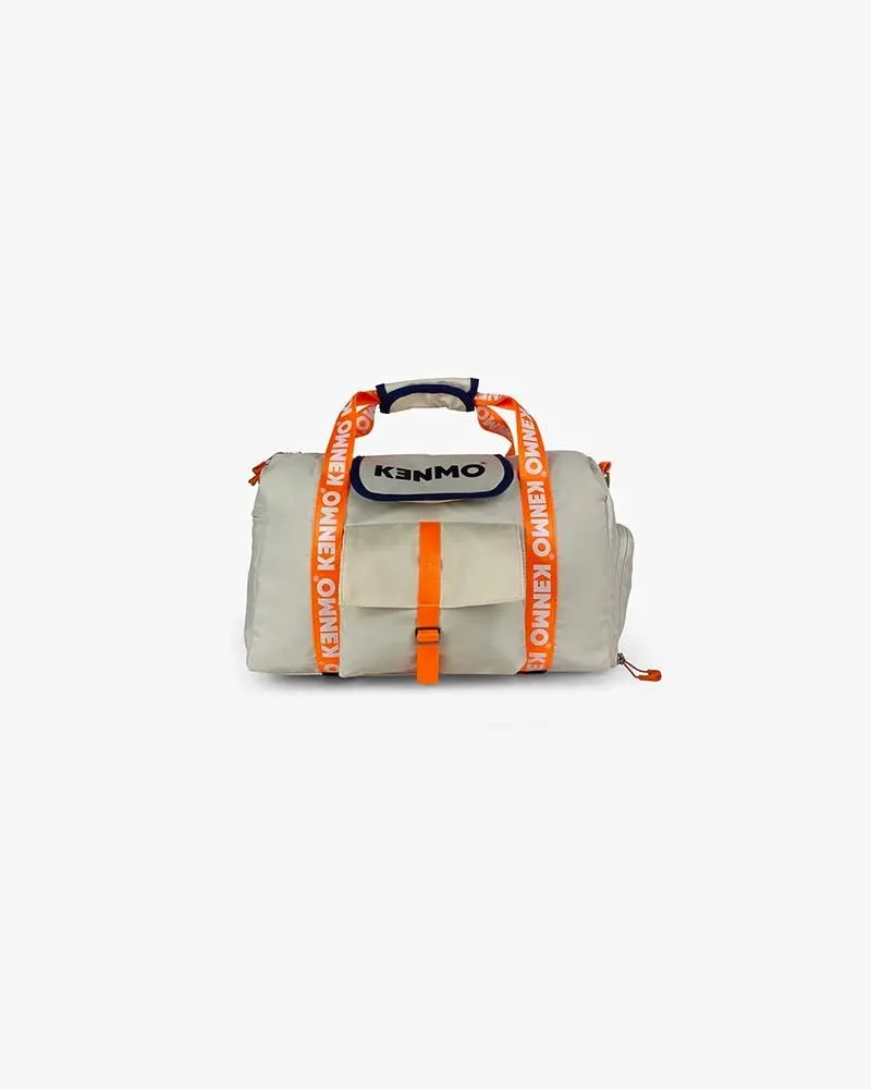 Beige Duffel Bag | Kenmo Logo On Strap & Front Pocket