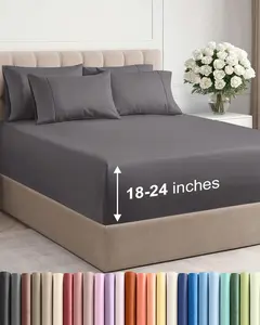 Extra Deep Queen Sheet Set - 6 Piece Breathable and Cooling Sheets - Hotel Luxury Bedding for Women, Men, Kids & Teens - Easy & Secure Fit - Soft, Wrinkle Free and Comfy - Extra Deep Pockets - Grey