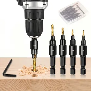 5PCS Adjustable Countersink Drill Bit Set with Depth Stop - Professional Power Tool Accessory for Wood Drilling, Ideal Father's Day Gift