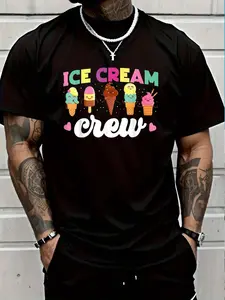 100% Cotton Ice Cream Cone Ice Cream Crew T-Shirt Women's Men's Graphic Tee Crew Neck summer vacation Tops