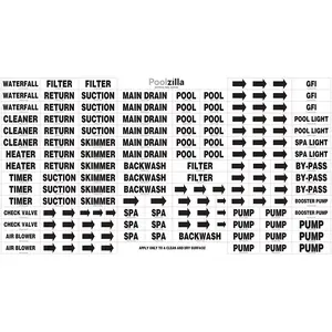 Poolzilla Premium Waterproof Sticker Labels For Swimming Pool Plumbing and Equipment