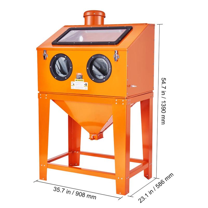 VEVOR 90 Gallon Sandblasting Cabinet with 1.8 Gallon Dust Collection System, 40-120PSI Sand Blasting Cabinet with Stand, Heavy Duty Sand Blaster with Blasting Gun & 4 Nozzles for Paint, Rust Removal
