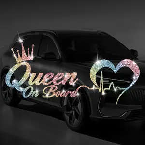 Shimmering Queen Car Decorative Sticker, Self-Adhesive No Residue, Easy Installation, Suitable for Cars Trucks Motorcycles Glass Windows Laptops, Best Gift