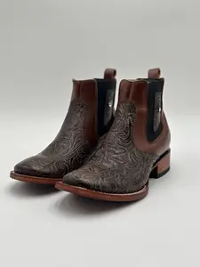 Botin/Chelsea Boot Cincelado Para Dama Cafe