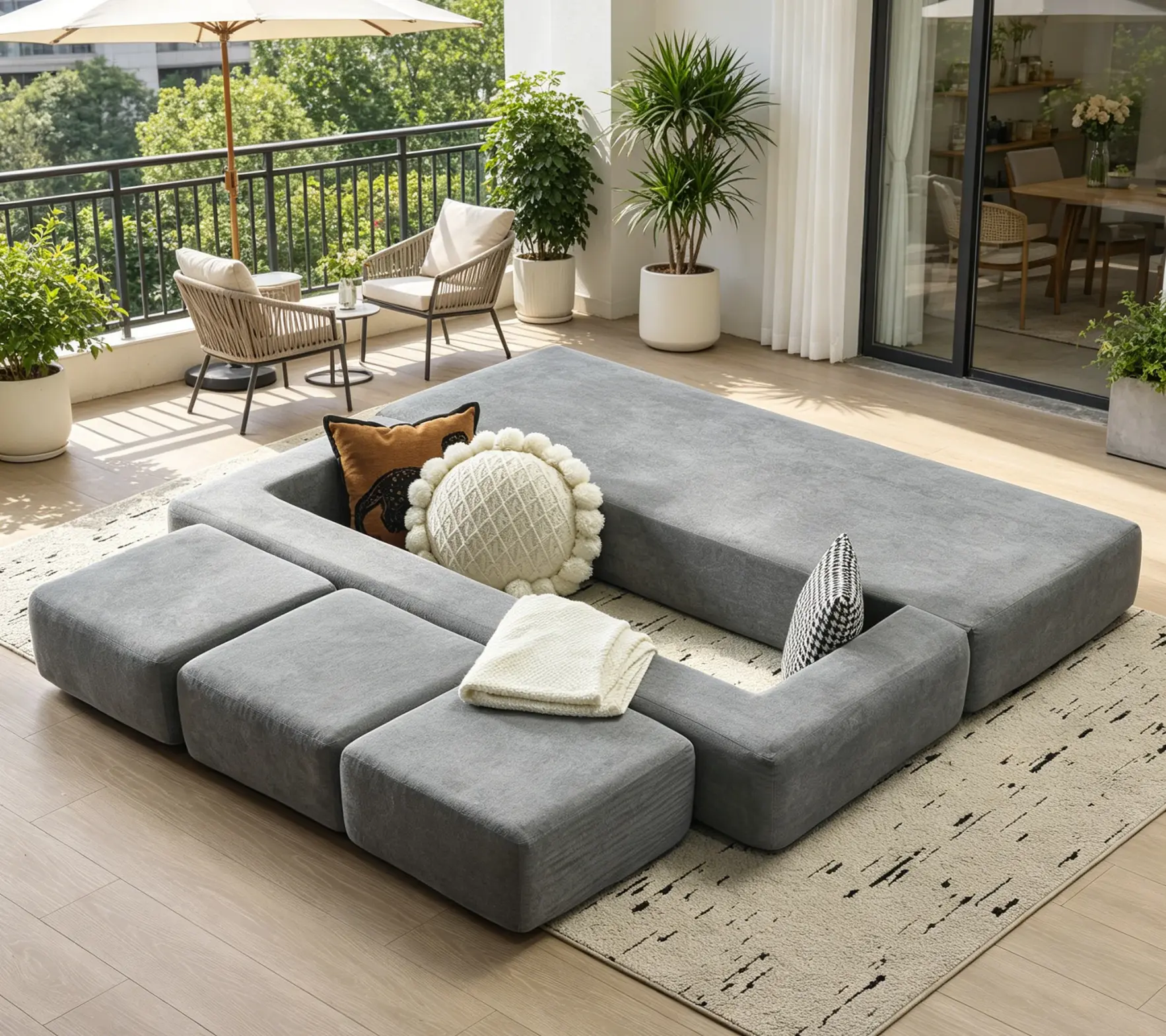 Modular Sofa - Detachable, Combinable, Reclinable Dual-Purpose Lazy Sofa Bed for Small Apartment Rental Living Room/Bedroom