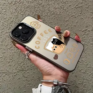 Matcha Coffee Cat Phone Case for iPhone 16 15 14 13 12 11 Pro Max X XR XSMAX 8 7 Plus, Anti-drop Matte Back Cover