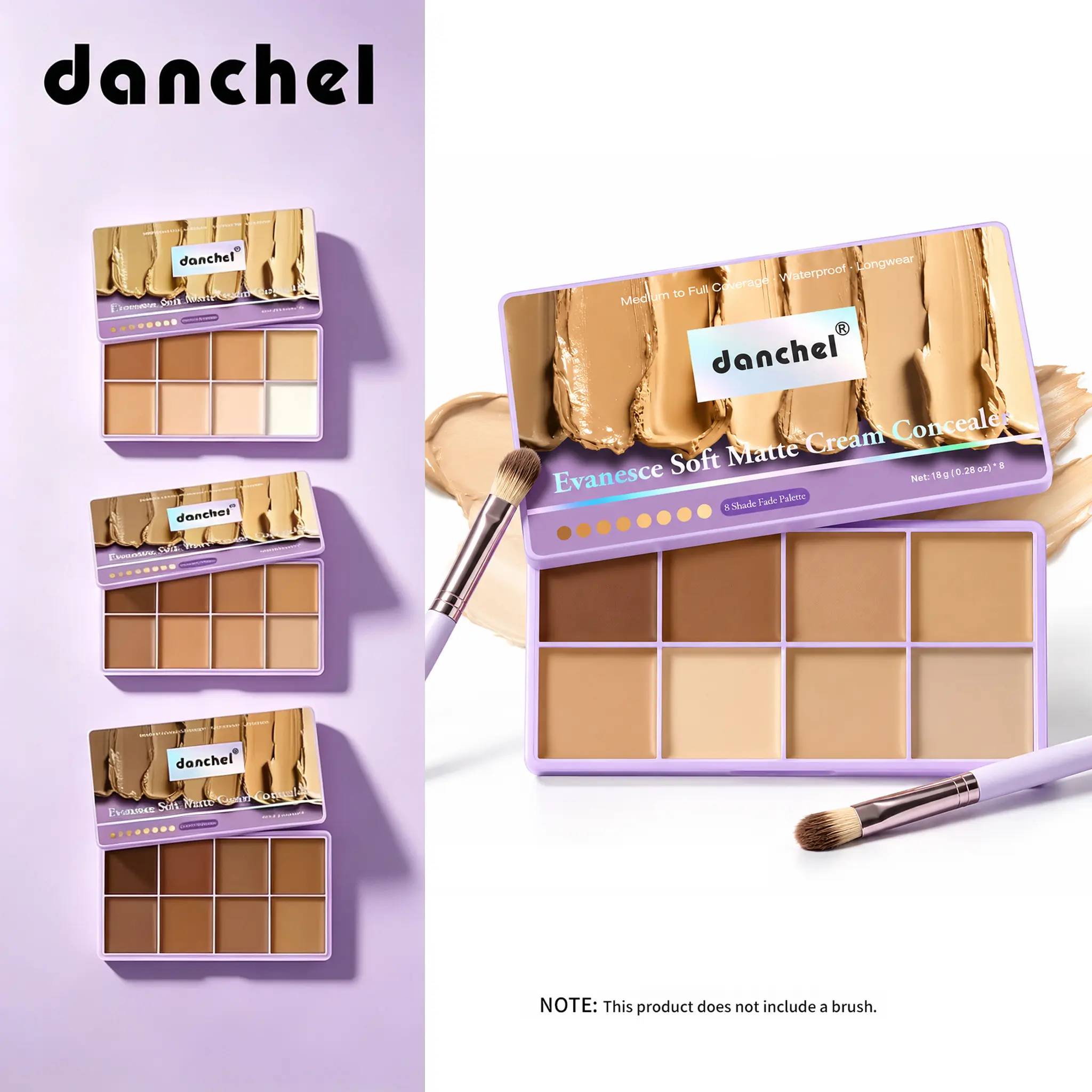 Danchel 1-Count Concealer Palette, Multi-Use Concealer, 8 Shades Available, All-in-One Multi-Effect, Soft Mist Luxury Finish, Waterproof & Transfer-Proof, Long-Wearing, All-Day Coverage, Suitable for All Skin Types, Longwearing Waterproof Makeup