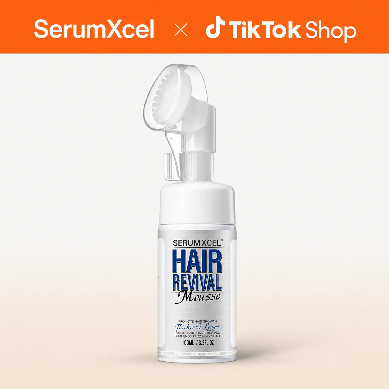 SerumXcel Hair Strengthening Mousse, Daily Scalp Care Treatment with Blue-Green Algae Extract for Healthier-Looking Hair