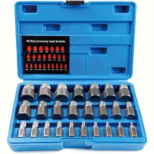 25Pcs Screw Extractor Set Hex Head Multi-Spline Easy Out Bolt Extractor Tool Chrome Molybdenum Alloy Steel Heavy Duty EZ Out Rounded Screw Remover Father's Day gift