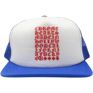Chrome Hearts Eyechart Trucker Hat Blue/White/Red