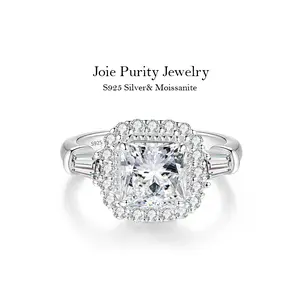 2 Carat Moissanite Engagement Ring, S925 Sterling Silver Solitaire Band, Hypoallergenic Dainty Promise Ring for Women, Valentines Day Gift for Her Girlfriend Fiancée