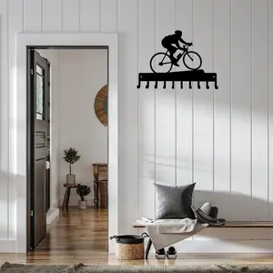 Cycling Achievement Display Rack, 10-hook Metal Wall Art for Medals & Bibs, Durable Race Memorabilia Organizer for Cyclists
