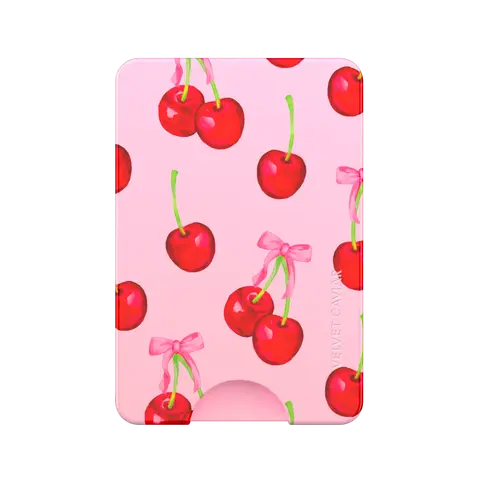 Velvet Caviar Sweet Cherry Aesthetic MagSafe Wallet - Slim Magnetic Card Holder for Smartphone, Holds 3 Cards, Customizable Designs, Cellphone, Mobile, Cherry Print, Concealed Slot, Daily Use, Slim Profile, Phone Accessories, Iphone 15