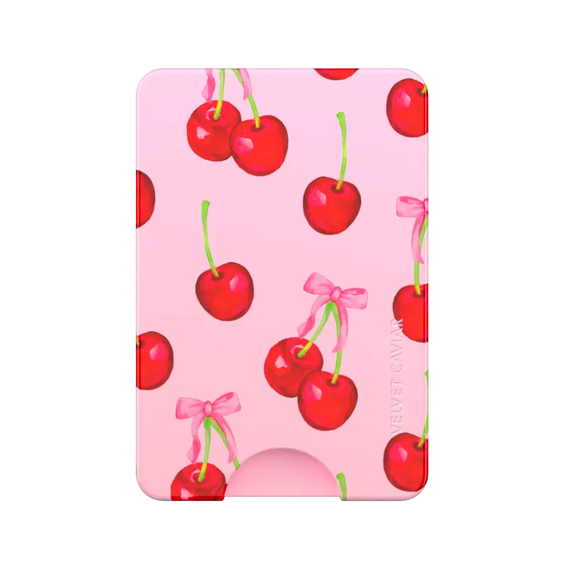 Velvet Caviar Sweet Cherry Aesthetic MagSafe Wallet - Slim Magnetic Card Holder for Smartphone, Holds 3 Cards, Customizable Designs, Cellphone, Mobile, Cherry Print, Concealed Slot, Daily Use, Slim Profile, Phone Accessories, Iphone 15