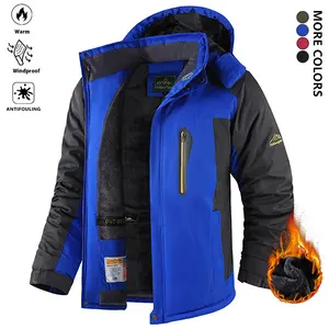 Men's Winter Sports Jacket Windproof High-Quality Breathable Polyester Fleece Lining Removable Hood Adjustable Cuffs Multi-Pocket Skiing Hiking Fishing Mountaineering Coat