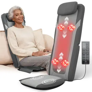 Snailax Gifts for Men Women Chair Back Massager for Full Back Pain Relief Deep Tissue, Vibration Heated Seat Cushion Long Track Dual 3D Shiatsu Rollers, 3 Height Settings Foldable Massage Chair Pad