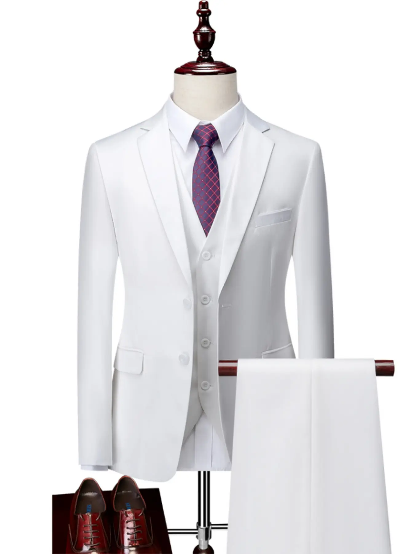 Men Loose Business Casual Formal Suits Dress Three-piece Set Jacket Pants Vest Male Wedding Groom Wedding Blazer Coat Trousers Waistcoat High-quality professional commuting suit sets Office professional suit