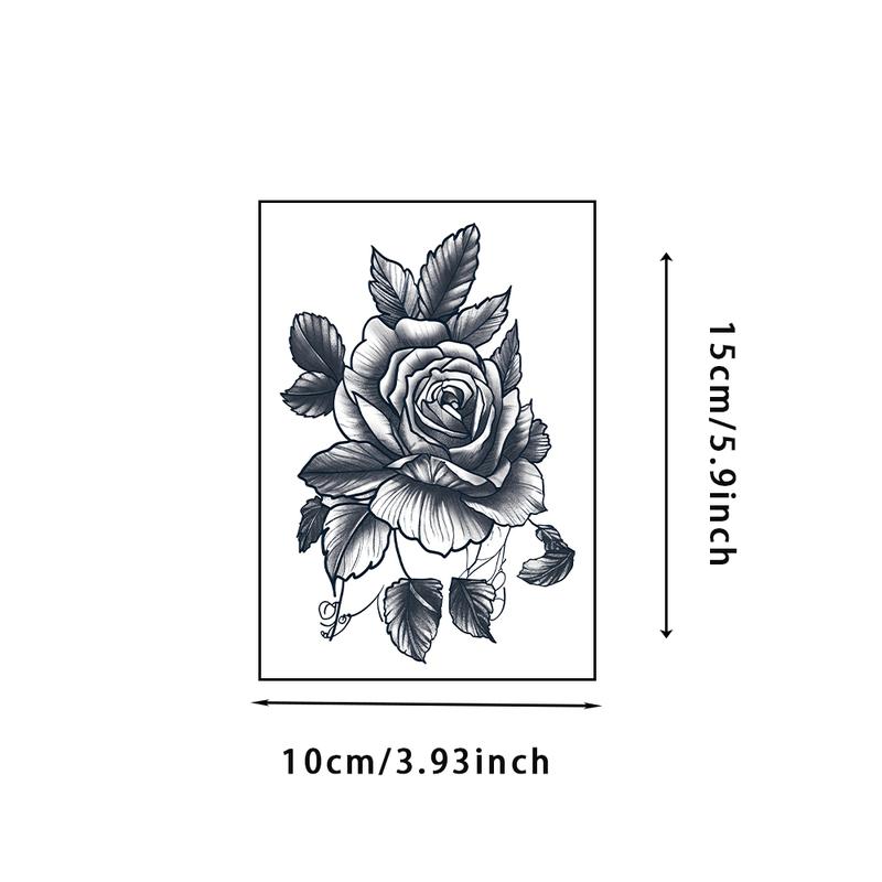 6 large herbal tattoo stickers, including 1 design with a cross element, lasting 7-15 days, waterproof and resistant to friction, with a realistic effect, suitable for people who are afraid of pain and don't want a real tattoo.