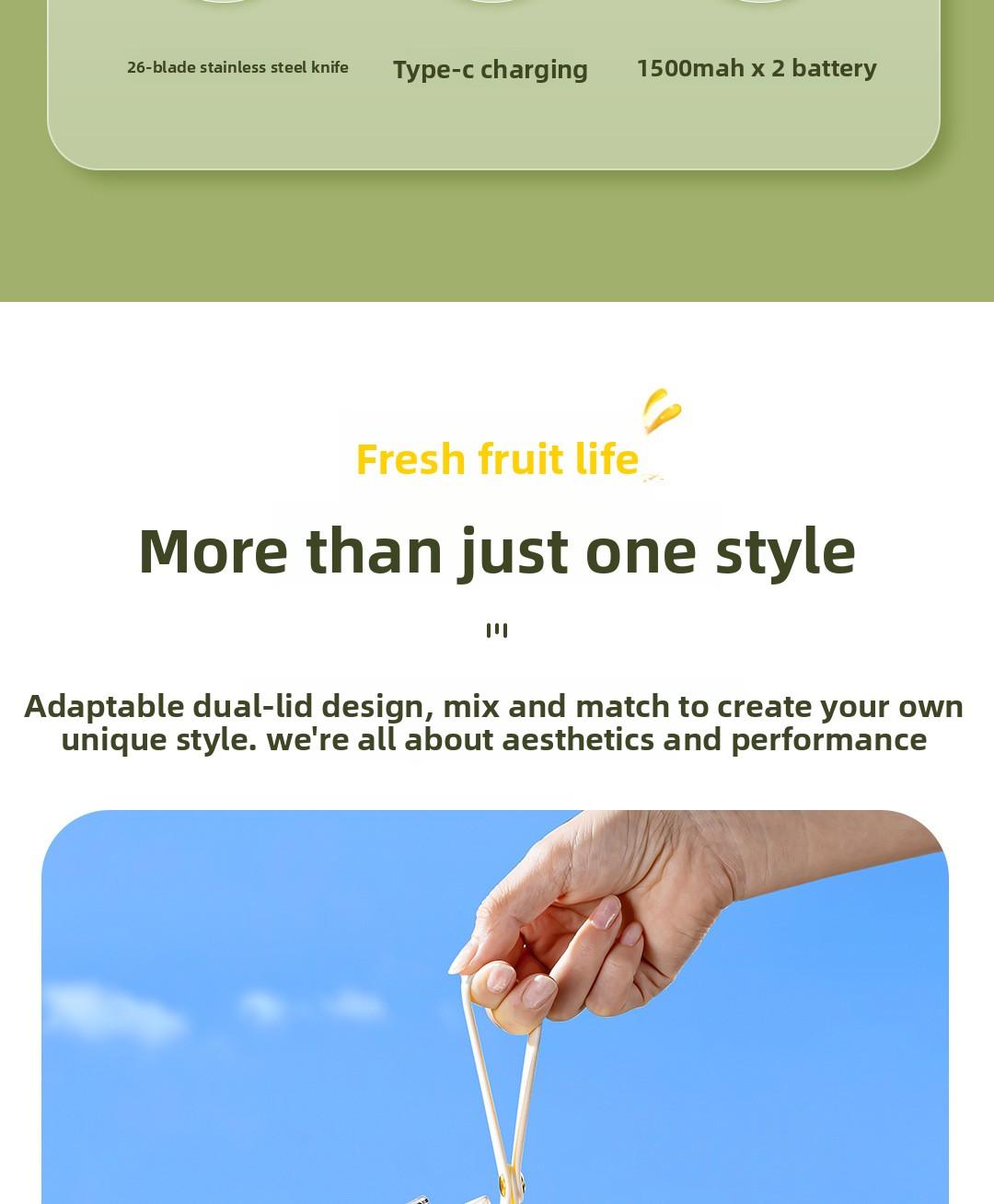 CEool Portable Blender, Cordless Personal Juicer Cup, Multifunctional Fruit & Ice Crushing Blender for Home and Travel