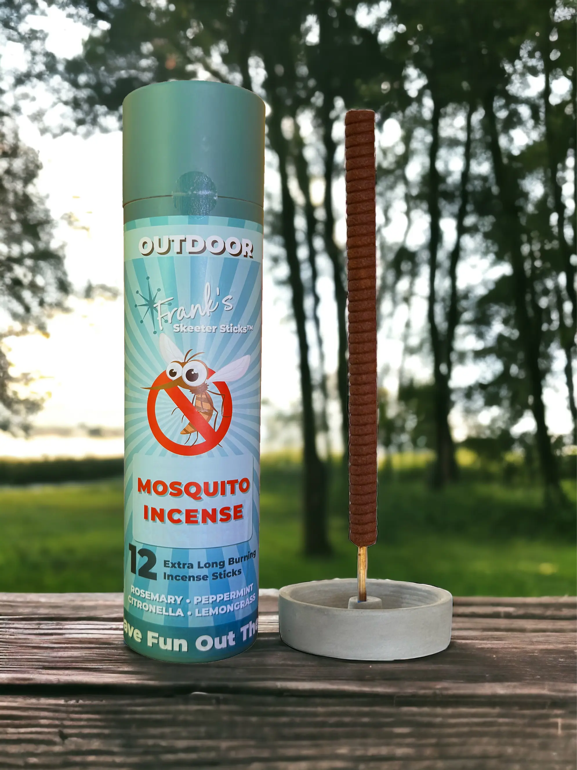 Mosquito Incense Repellent Sticks with All Natural Clean Ingredients Citronella, Lemongrass and Rosemary Oil Non Toxic and DEET Free.