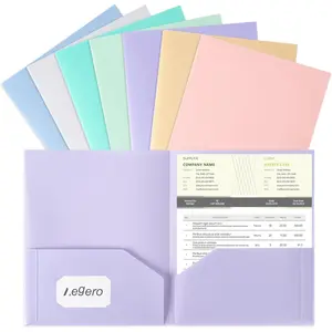 Plastic Folders with Pockets (7 Pack, Sweet Colors), Durable Heavy Duty File Folders with Business Card Slot, 2-Pocket Folder for Schoolwork & Office,Letter Size