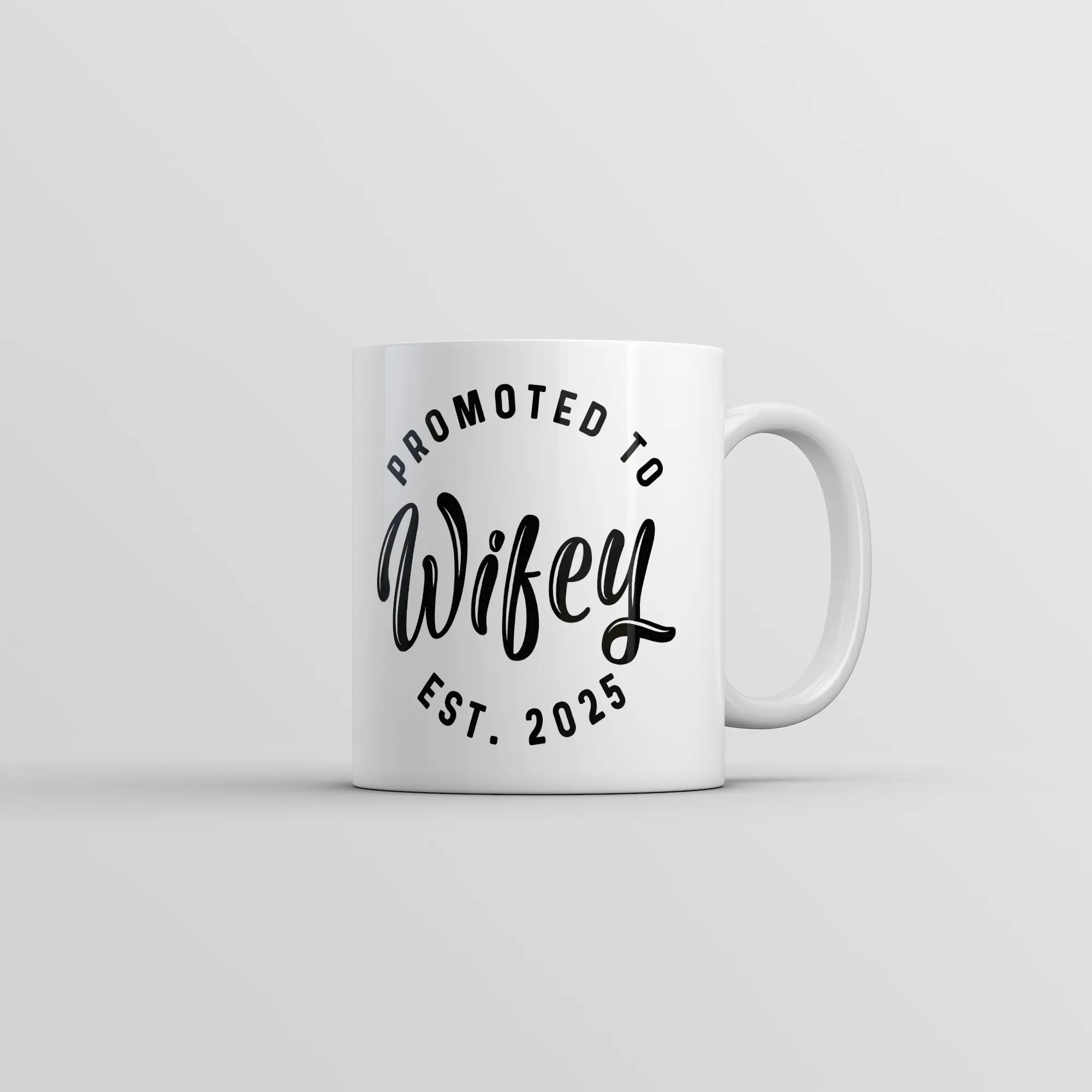 Promoted to Wifey 2025 Mug Funny Sarcastic Family Marriage Graphic Novelty Coffee Cup - 11oz Funny Coffee Mugs Ceramic Printed Drinkware Cup