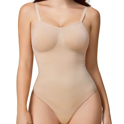 NEBILITY Women's Solid Camicole Seamless Thong Bodysuit,Casual Sleeveless Bodysuit for Daliy Wear Womenswear Tops Shaper Clothes Basic TikTokShopBlackFriday