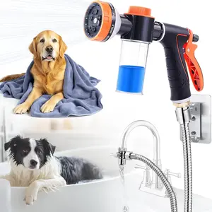 Dog Washing Hose Attachment with Drying Towels for Large Dogs, Long Hose Bathtub Faucet Sprayer, Indoor Dog Wash Shower Attachment for Tub Faucet