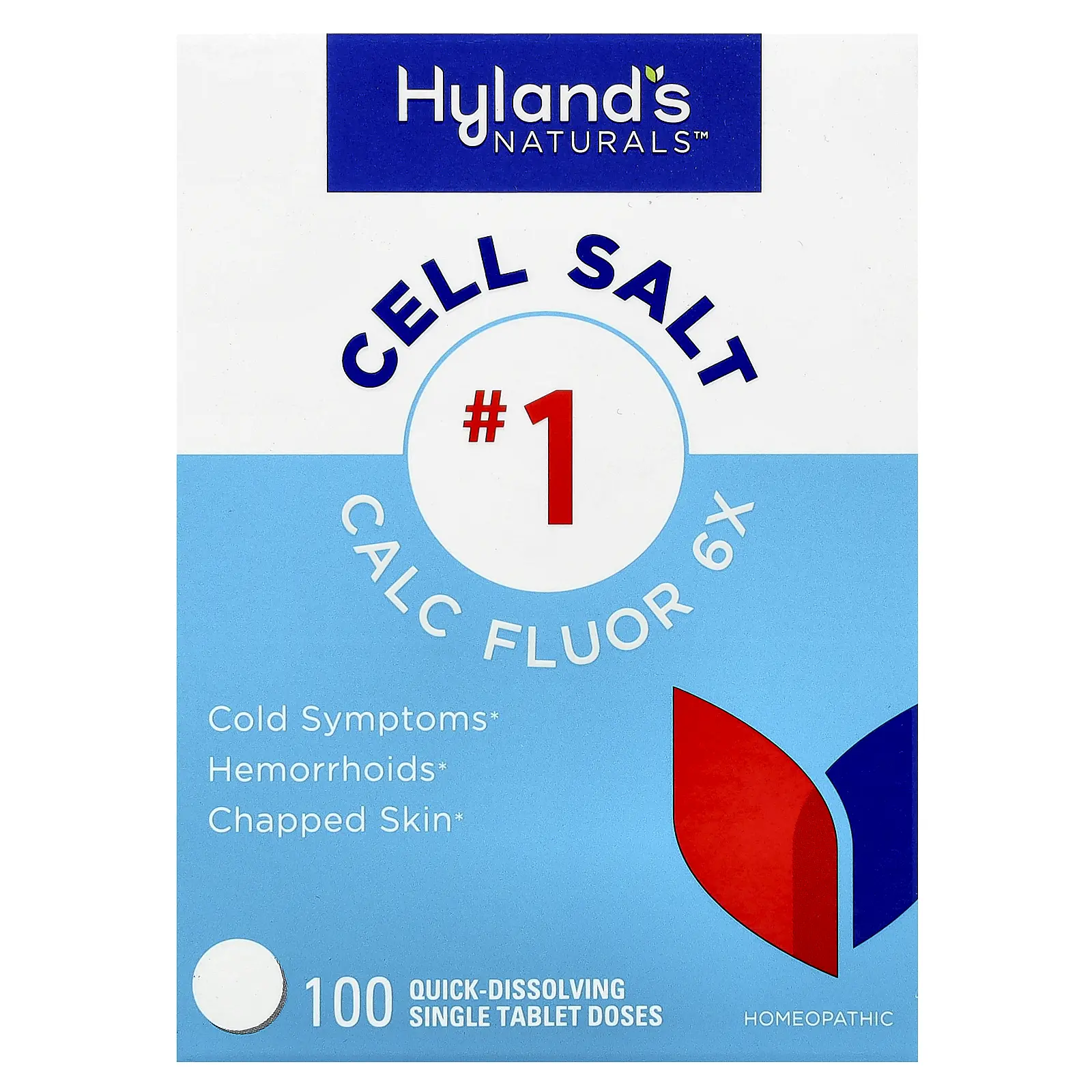 Hyland's Naturals Cell Salt #1, Calc Fluor 6X, 100 Quick-Dissolving Single Tablets | HSA/FSA Eligible