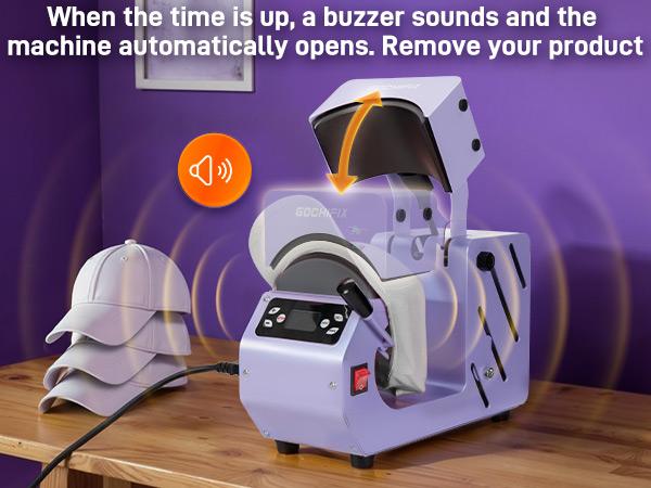 Auto Hat Heat Press Machine, Automatic Open/Release, 4 Memory Modes, Precise Temp/Timer Control, 6.54"x3.84"Curved Heat Plate, Hat Stretcher, for Caps, Sublimation, Vinyl, Heat Transfer