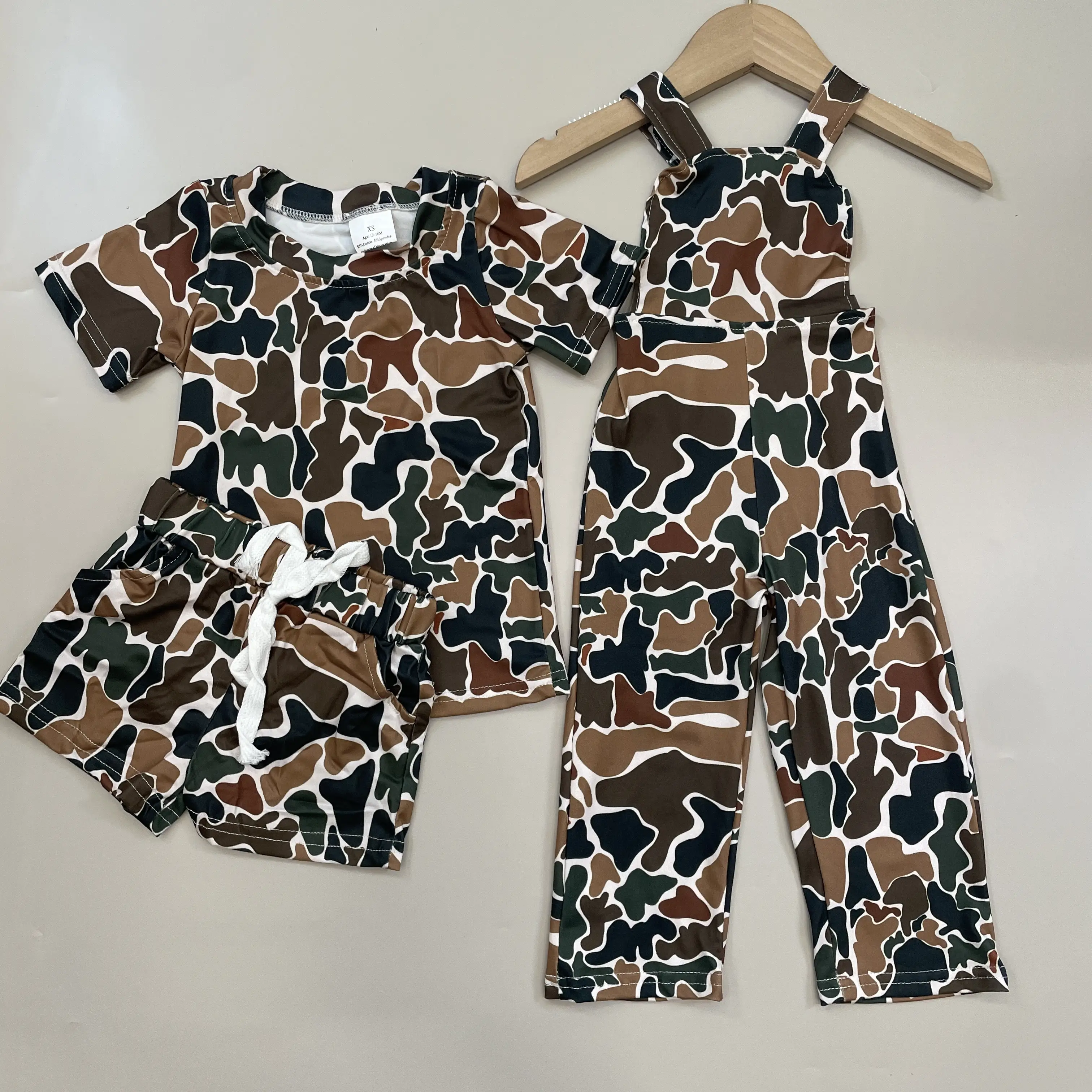kids clothing boy summer shorts set camo outfit boy hunting clothes pockets shorts set