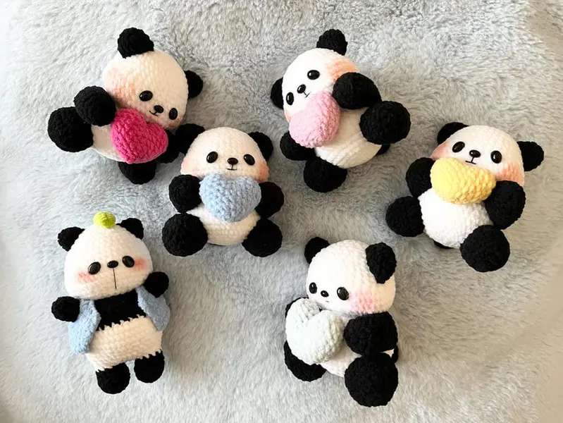 Handmade Crochet Amigurumi Cute Panda Keychain / Toys / Home decor / Collection / Gift