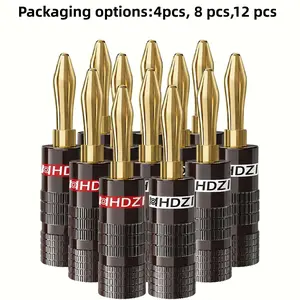 Gun Six-Leaf Banana Plug, 24k Gold Plated, High-Quality Audio Connector, Durable Design, Ideal for Professional Use