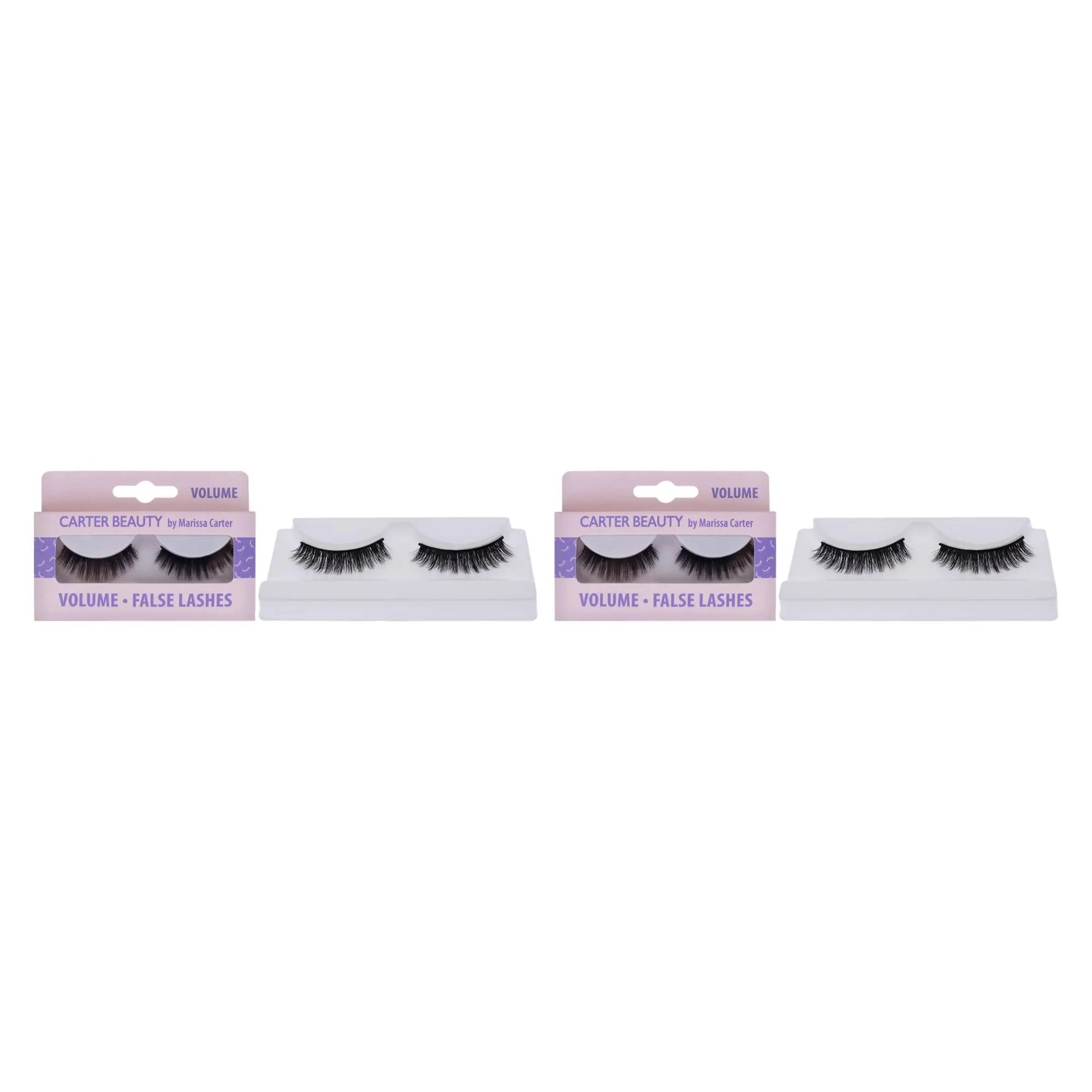 Glamorous Volume False Lashes - Carter Beauty Women's Easy-Apply Eyelashes, Enhances Look, 2 Pairs Total