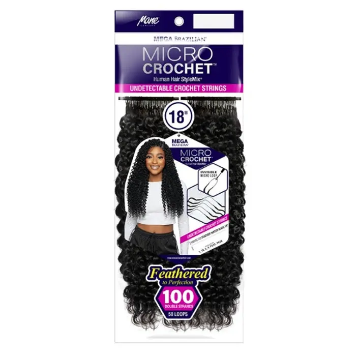 Mane Concept Mega Brazilian Micro Crochet Human Hair StyleMix Strings Braid - MBMC103 FEATHER WATER WAVE 18"