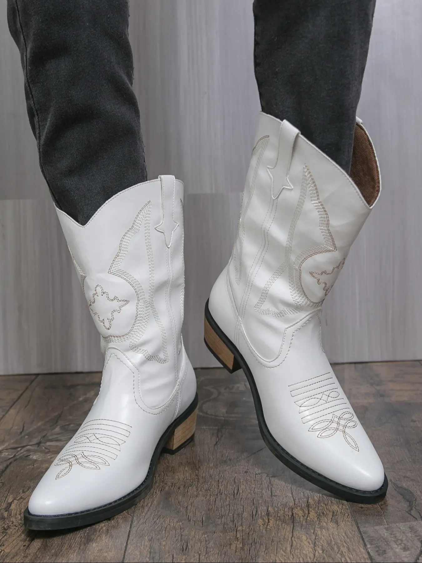 Men's Handmade Embroidered Western Cowboy Boots, Vintage Long Knee High Knight Boots, Fashionable European Style Men's Boots, Casual Boots, Rubber
