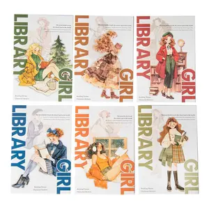 90 Sheets Reading Character Stickers Retro Character Reading, Library Girl Theme White Cowhide Material DIY Notebook Decoration Scrapbook Material Stickers