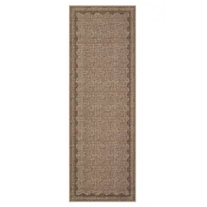 2 x 6 ft Polyester Brown Rectangular Indoor Laundry Bathroom Kitchen Scalloped Modern Machine Washable Runner Rug-A
