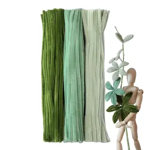 300pcs Ombre Light Green Pipe Cleaners - Fluffy Craft Pipe Cleaners in 3 Shades for Arts & Crafts, Perfect for Flowers, Animals & Decorations (12 x 0.24 inches)
