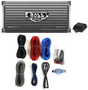 Boss Audio AR2000M 2000W MONO A/B Car Amplifier Remote & 8 Gauge Amp Install Kit