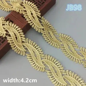 2 yards 4.2cm wide gold lace trim water soluble embroidery lace fabric lace necklace hair accessories lace trim JB98