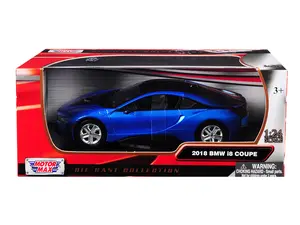 2018 BMW i8 Coupe Metallic Blue with Black Top 1/24 Diecast Model Car by Motormax